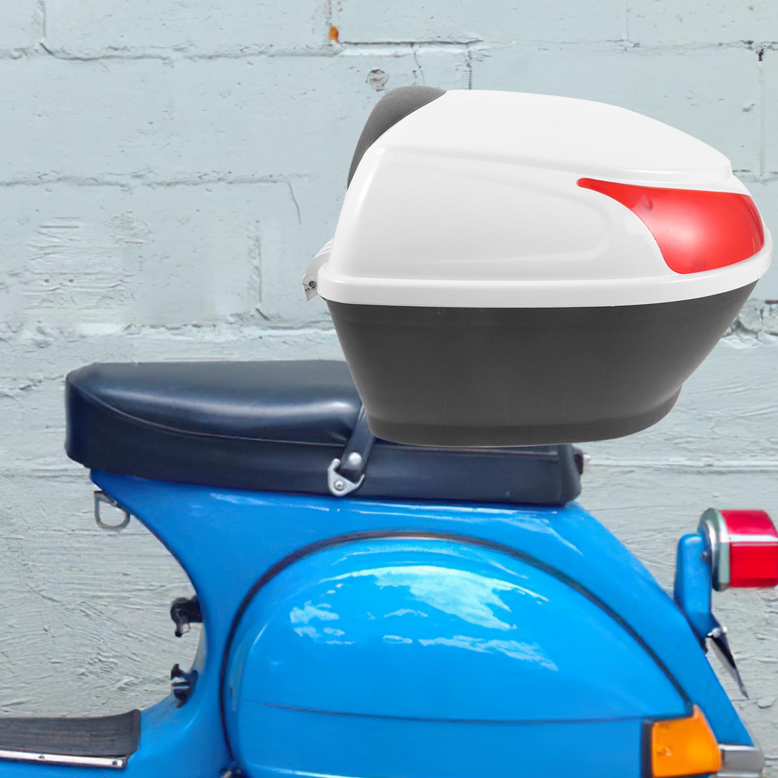 Bauletto Posteriore Scatola di Stoccaggio Pratica e Facile da Installare in Plastica Bianca, Set 1 Pezzo per Veicoli a Due Ruote e Scooter da Viaggio