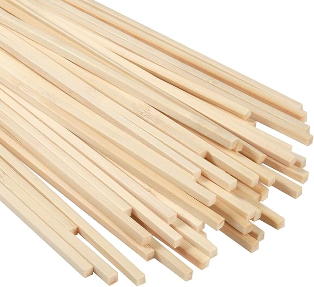 Pllieay 50 Pieces 30CM Bamboo Strips Natural Square Bamboo Sticks, Strong Bamboo Sticks for DIY Craft Projects
