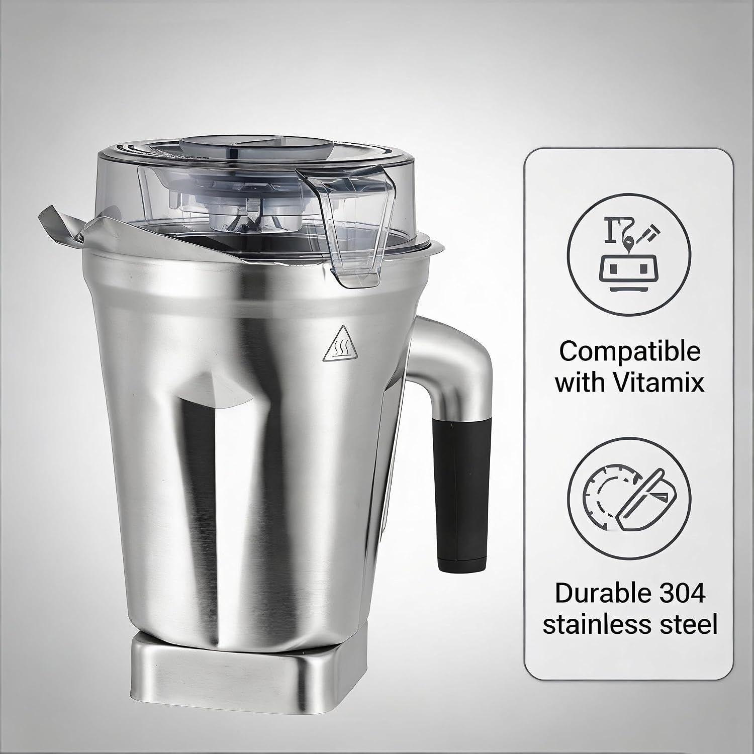 64oz Stainless Steel Container Compatible with Vitamix 5200 750 6300 Vm0103 Vm0197 E310 A2500 Classic C/G Explorian/Commercial Series etc Blender Jar Cup