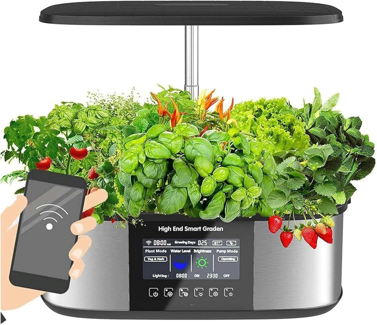 Hydroponics - Kit de jardín interior, 21 cápsulas con luz LED de cultivo para hierbas y plantas, sistema de germinación para cultivo en casa, solución completa de cultivo hidropónico