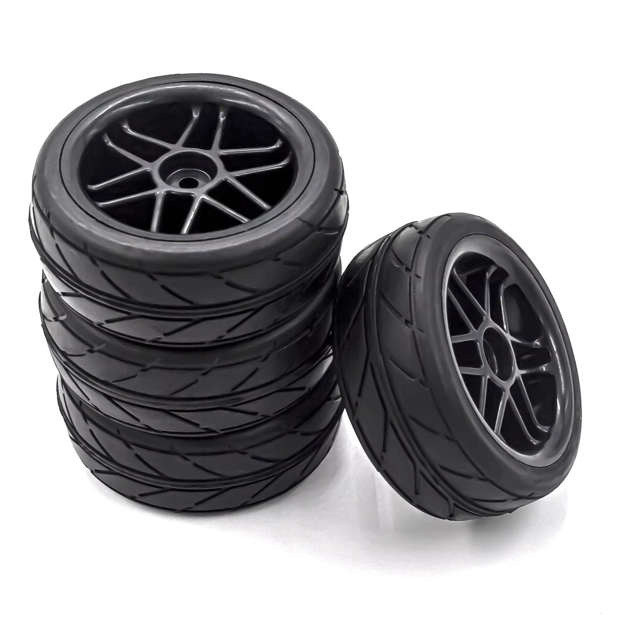 Ruedas Y Neumáticos Compatible con HSP para Tamiya para TT02 para Sakura para Kyosho 4pcs Plástico Duro 1/10 RC On-Road Ruedas Y Neumáticos Sólidos 12mm Hex RC Drift Rally Car