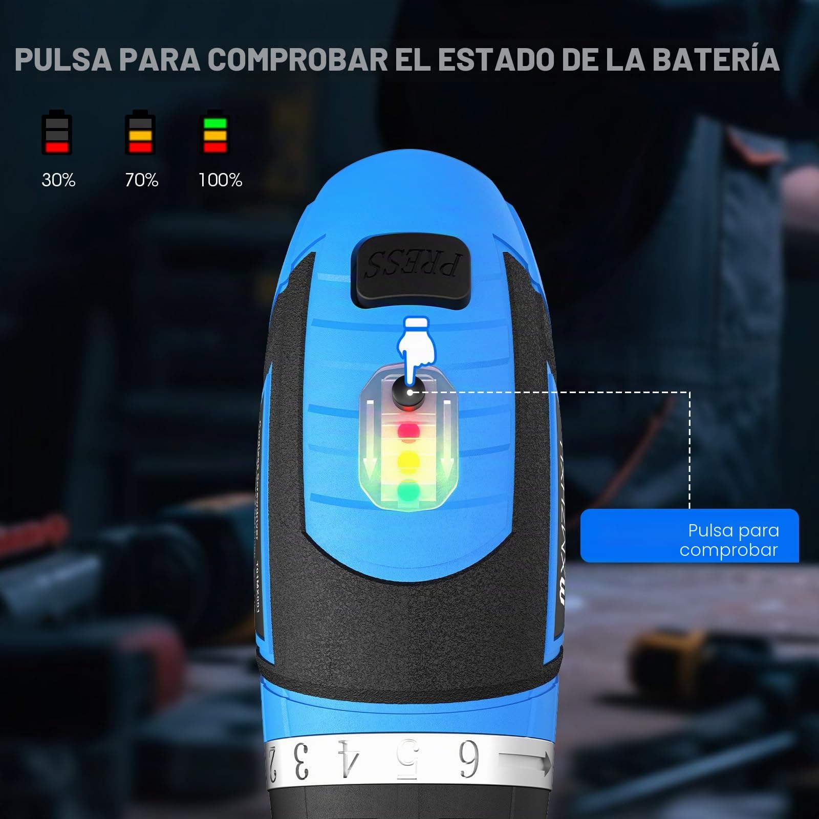 Destornillador inalámbrico de 8 V, kit de destornillador eléctrico con 2 baterías de 2000 mAh, par máximo de 10 N·m, mango giratorio de 180°, luz LED y 47 accesorios, para bricolaje, reparación del