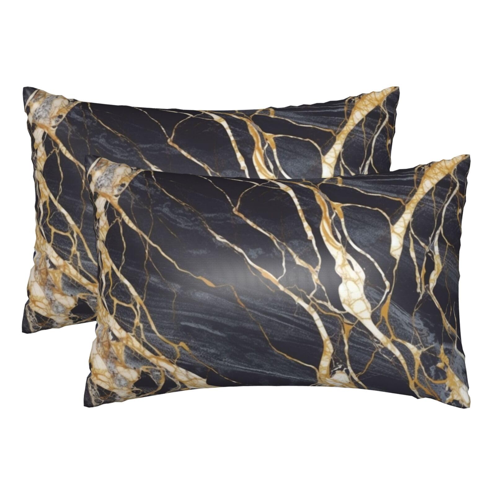 Silk Pillowcases Set of 2 Pillow Shams Breathable Soft Pillow Covers with Envelope Closure Marble Pillowcases 20x30 Inches Washed Pillow Cases for Hair and Skin