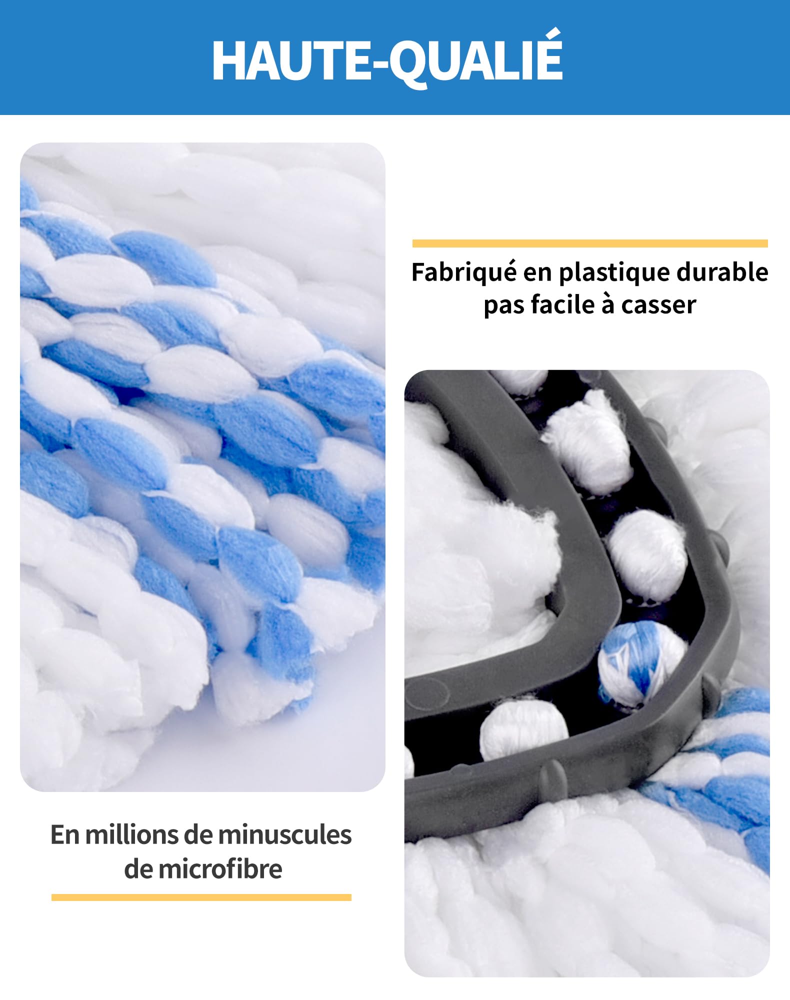 3 Recharges Serpillère LAOYE Pour Vileda Turbo - Microfibre, Compatible EasyWring, Bleu