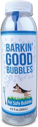 Barkin' Good Bubbles - Juguete para perro, 9.5 onzas líquidas, solución natural de burbujas con aroma a tocino a base de plantas, ideal para jugar