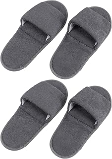 Holibanna 2 pares de chinelos descartáveis de bico aberto, chinelos de spa antiderrapantes para hotel, chinelos reutilizáveis para casa, para hóspedes, uso interno, banheiro, viagem, casa
