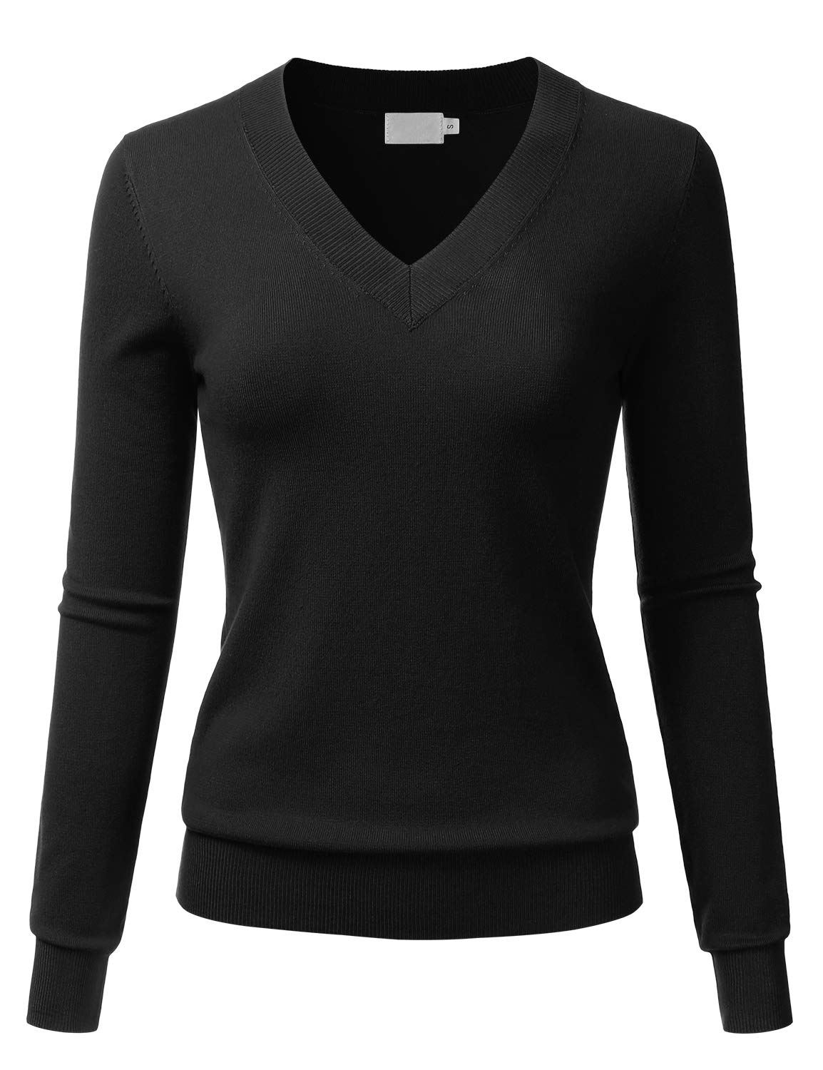 LALABEE Women's V-Neck Long Sleeve Soft Stretch Pullover Knit Top Sweater (S~XXL)