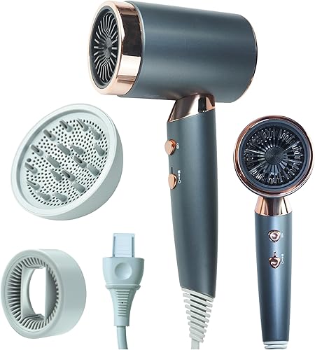 CLGTTFB - Secador de pelo iónico profesional para mujer, secado rápido de 1400 W, con difusor y concentrador para cabello rizado, secador de pelo