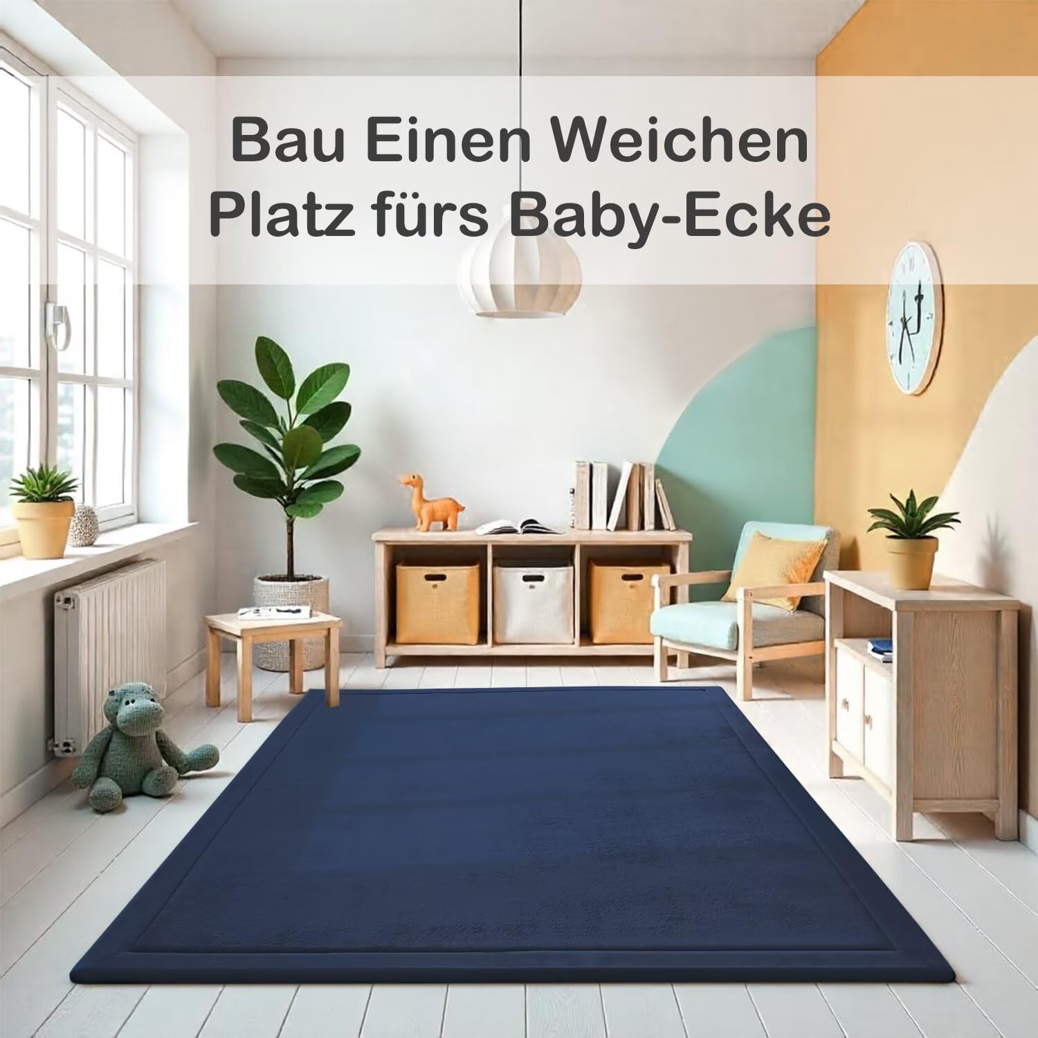 Les Enfants Plein de Velours épaississement de Couverture des Tapis Tapis Enfants antidérapante Tatami pour agrandir Jouer Tapis Salon, la Chambre du bébé, Salon (Bleu Foncé,80 * 150CM)
