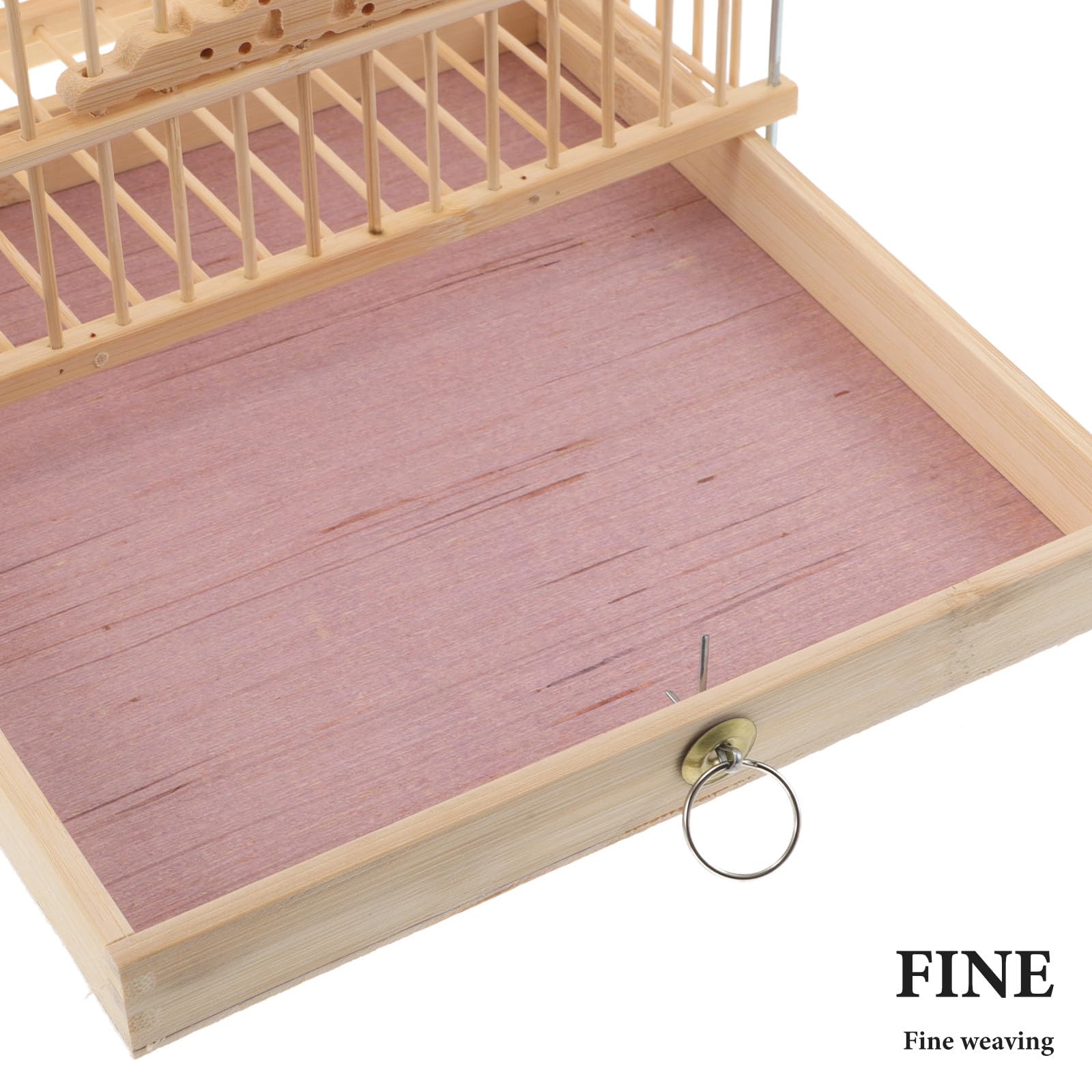 STOBAZA Jaula para Periquitos y Pájaros Pequeños Rectangular con Diseño Vintage Elegante, Cierre Fácil de Usar, Hábitat Natural en Bambú y Metal, Adecuado para Interiores y Balcones