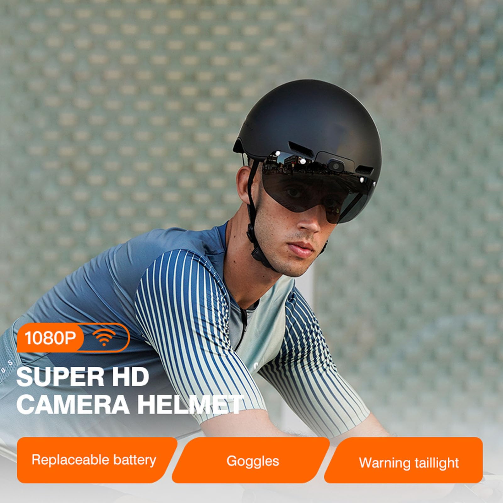 Casco de Bicicleta Inteligente, Casco de Ciclismo con Cámara Deportiva 1080P 30FPS, Gafas Magnéticas para Hombres y Mujeres