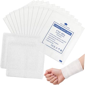 50pcs Cotton Gauze Pads Breathable Non Stick Gauze Swabs Gentle on Skin First Aid Supplies for Household and Burns