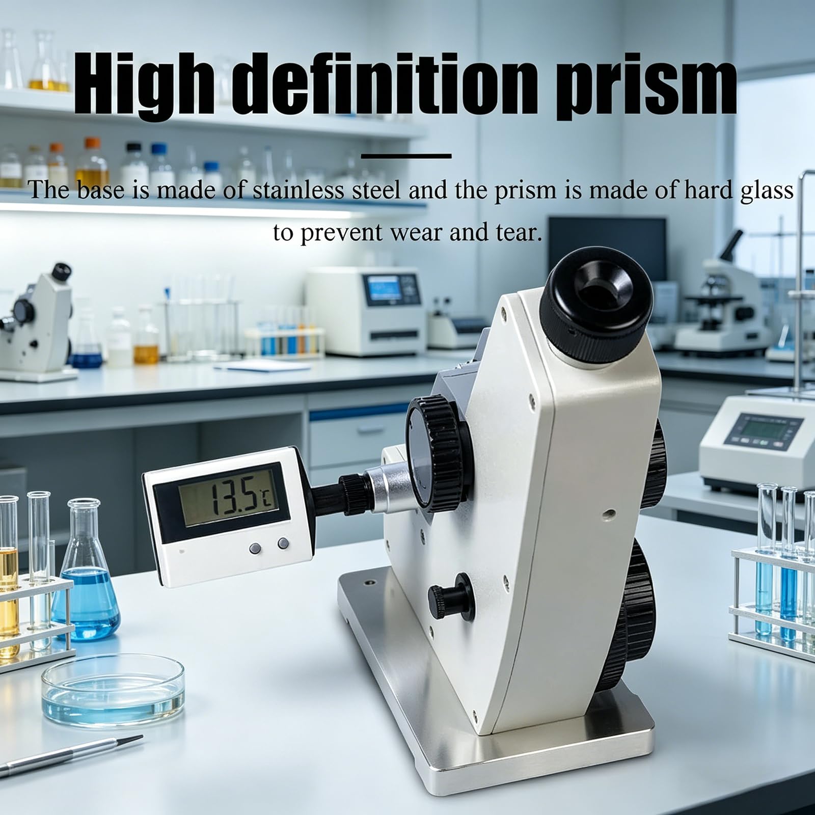 Monokulares Abbe-Refraktometer, Digitales Abbe-Refraktometer, Genauigkeit 0,0002, ND 1,3000–1,7000, Brix-Messung 0–95%, Für Forschung Und Labor