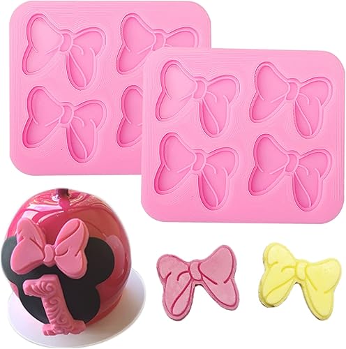 2 moldes de silicona para moños de ratón para decoración de pasteles, moño, caricatura, mariposa, fondant, para bricolaje, dulces, chocolate, pudín,