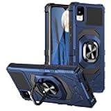 TJS for Alcatel TCL 30 Z T602DL Case, TCL 30 LE Case, Metal Ring Magnetic Support Kickstand Heavy Duty Phone Case for TCL 30Z / TCL 30LE (Blue)