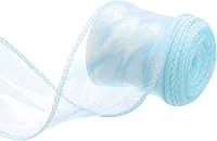 Vista 65 de MECCANIXITY Cinta de Organza Transparente con Alambre Brillante de 2 3/8" de Ancho, Cintas de Gasa Iridiscente Pastel de 3 Yardas Color Beige