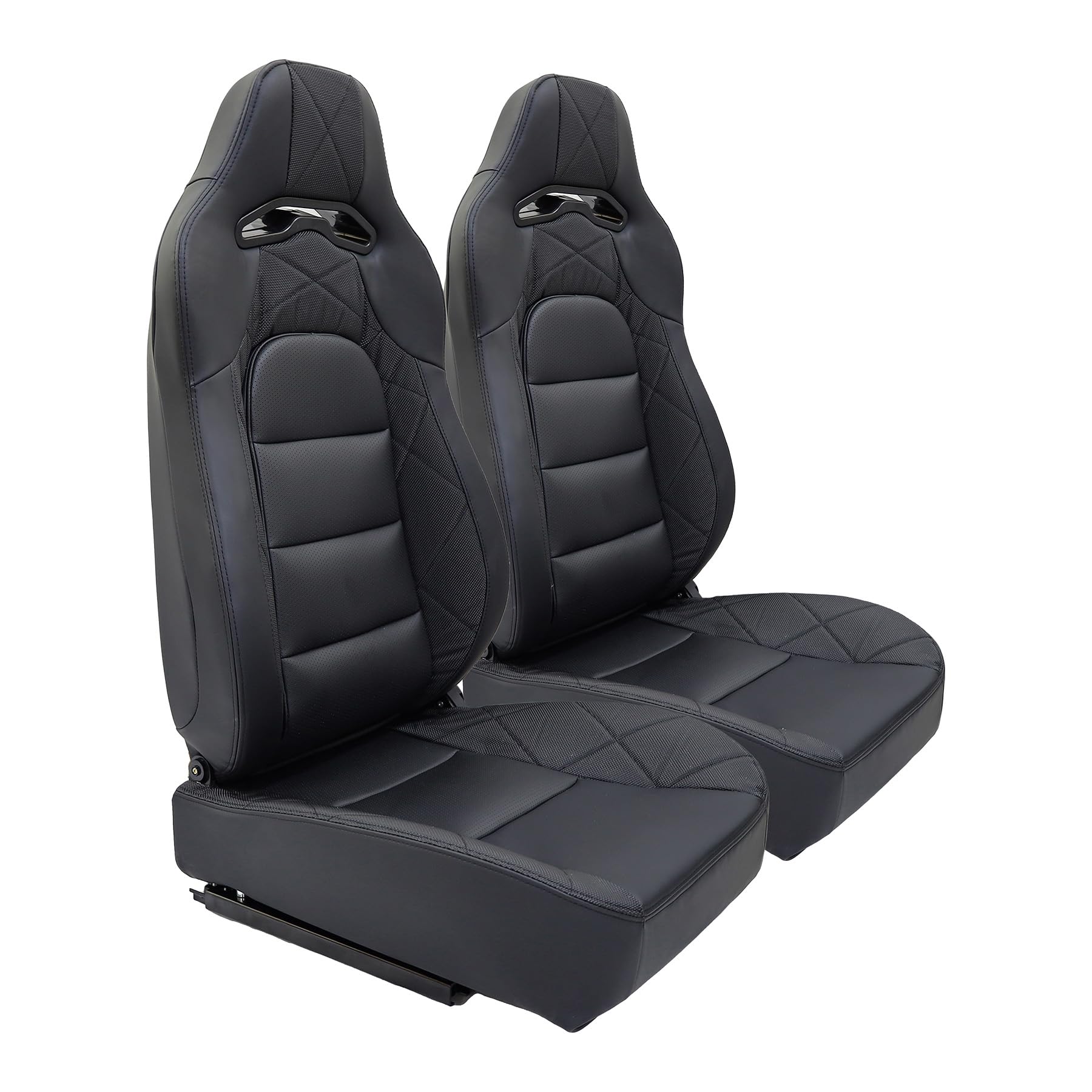 Universal Bucket Seats Racing Seats Adjustable Car Seats Reclinable Sport Seats PU Leather with Sliders 2 pcs (Black, 36.8