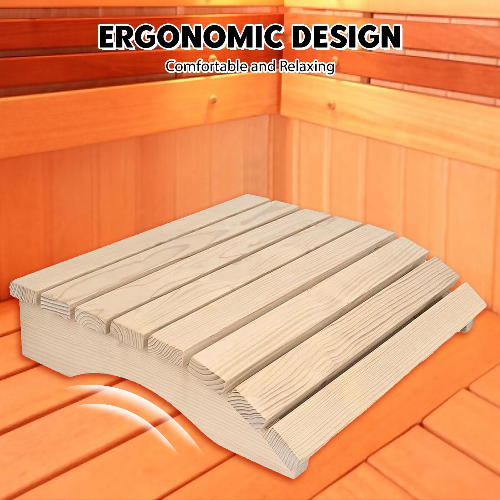 Appuie-tête ergonomique en bois durable pour sauna - Coussin de sauna - Accessoire sauna 35 x 32 x 8,5 cm