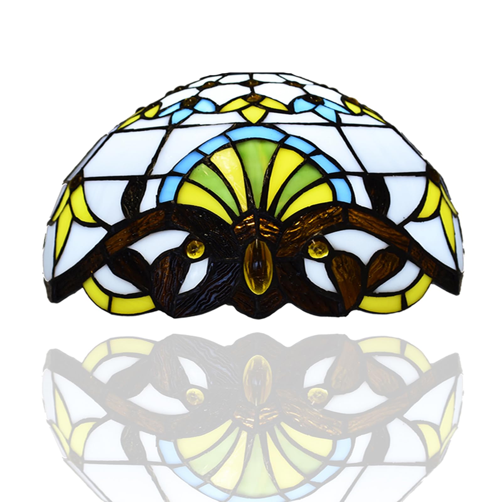 Auroh 10 inch Tiffany Lamp Shades Antique Style Handcrafted Stained Glass Shades | 3-in-1 Multi-Purpose Shade for Table Lamps, Ceiling Lamps, Pendant Lamps (1012)