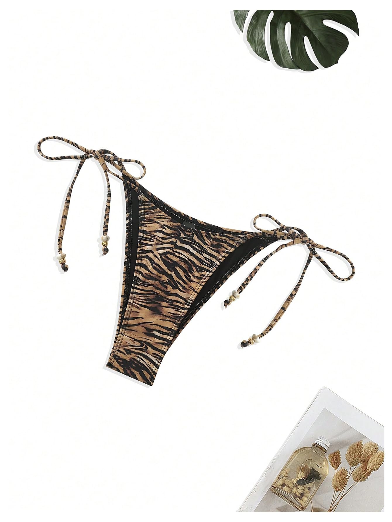 RoseSeek Women's 2 Pieces Zebra Striped Bikini Set Halter Triangle Swimsuit Y2K Tie Side Bathing Suit: X-Large Boho Multicolor