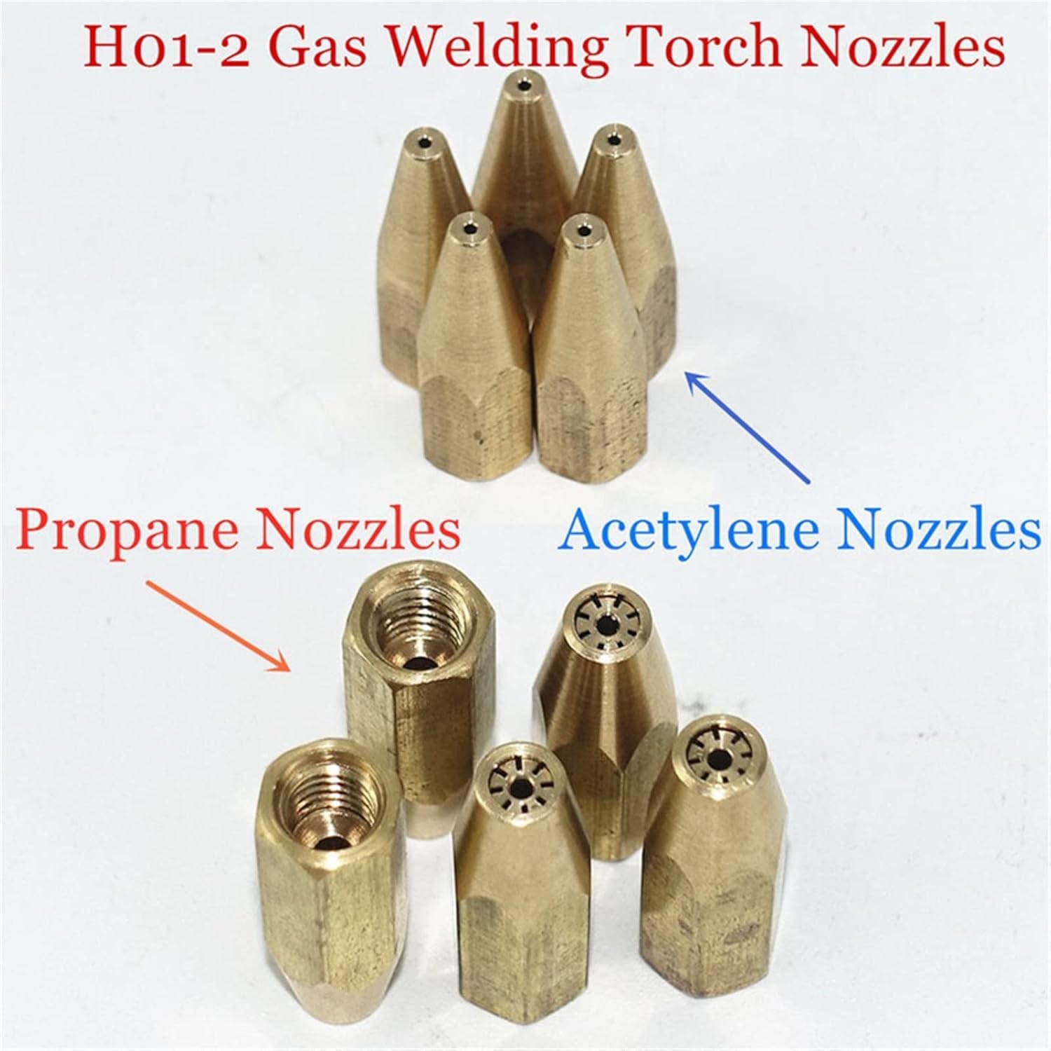 Palnik Spawalniczy 5szt Dysze Palnik Do Gazowego H01-2 Tlen Propan Acetylen Skroplony Gaz Do Stali Miedź Aluminium Srebro Zestaw Palnika Spawalniczego, Acetylene, Torch(5pcs Nozzle)