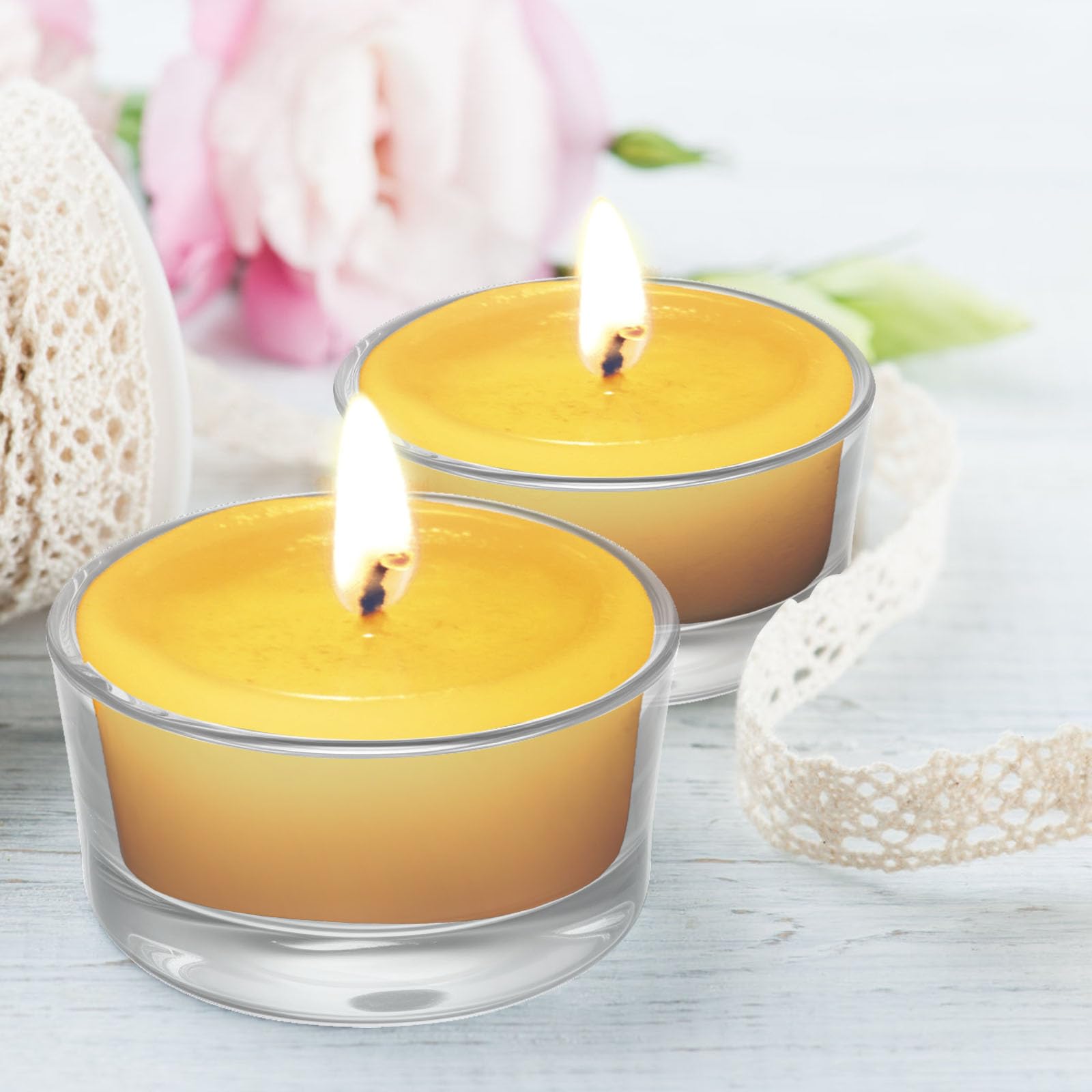 20 sztuk świeczników tealight z 4 nóżkami, solidne szklane uchwyty na podgrzewacze, średnica 45 mm dla stabilnego i bezpiecznego spalania, idealne do dekoracji domu, na ślub