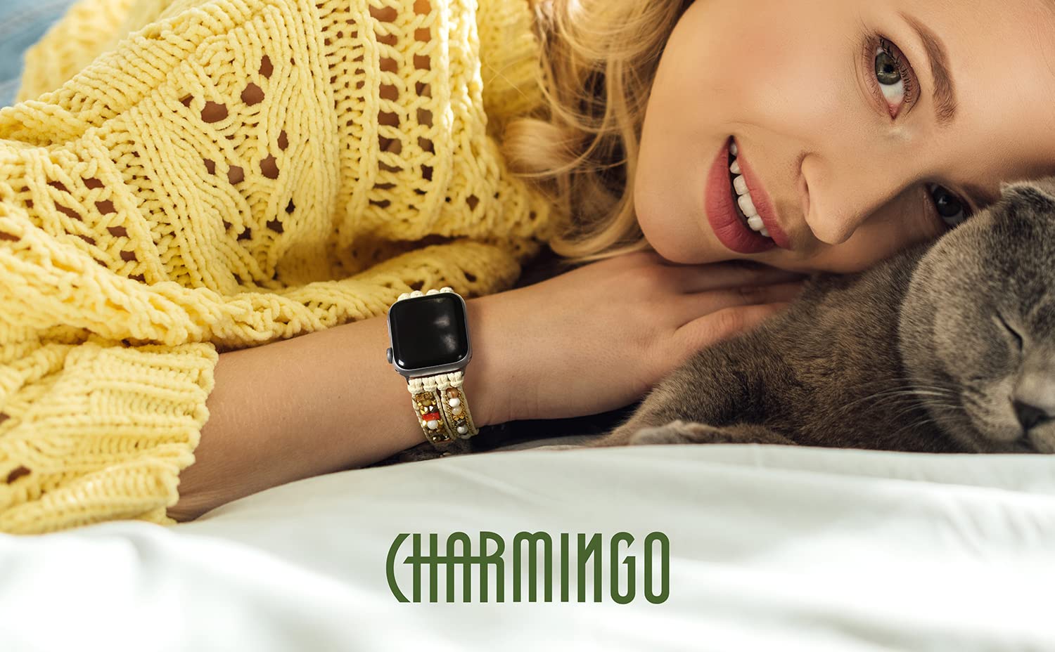 CHARMINGO Boho Leather Band Compatible with Apple Watch Band Beaded Bracelet for Women Men 42mm/44mm/45mm/49mm - Image 3