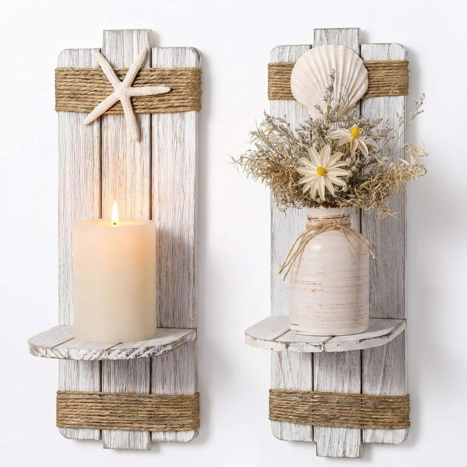 Photo 1 of Hushee 2-Pack Coastal Wall Sconces Candle Holder