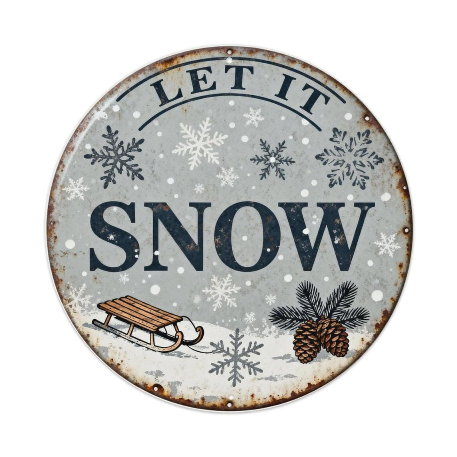 LET IT SNOW Metal Tin Sign Plaque