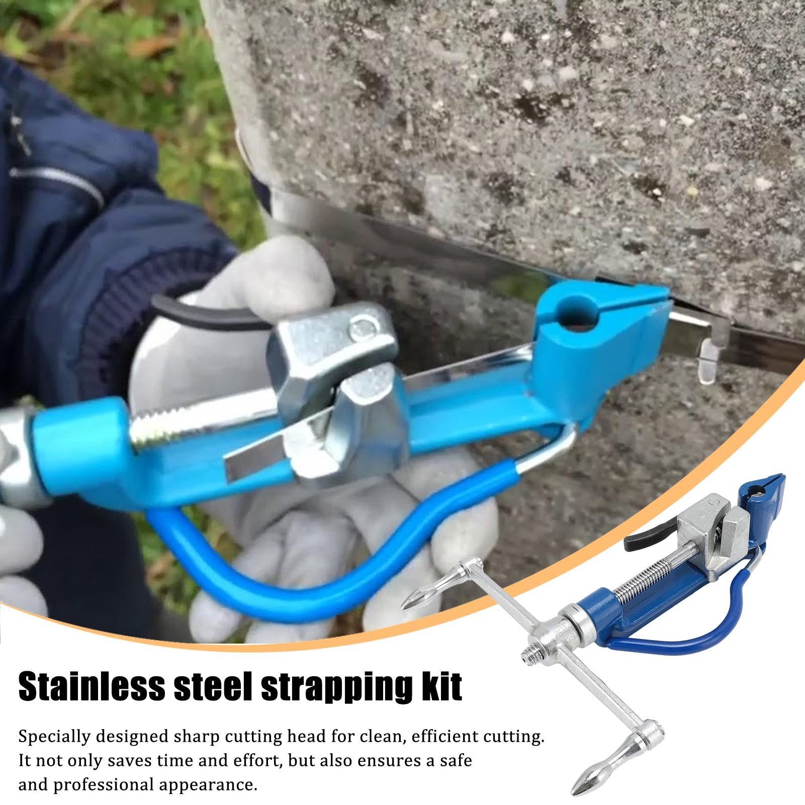 Stainless Steel Strapping Kit - Metal Banding Tensioner Cutter Tool | Heavy Duty Hardware For Cutting 1.2mm Strips. Simultaneously Fixes And Organises Cables Or Wires Delivering Reliable Setup.