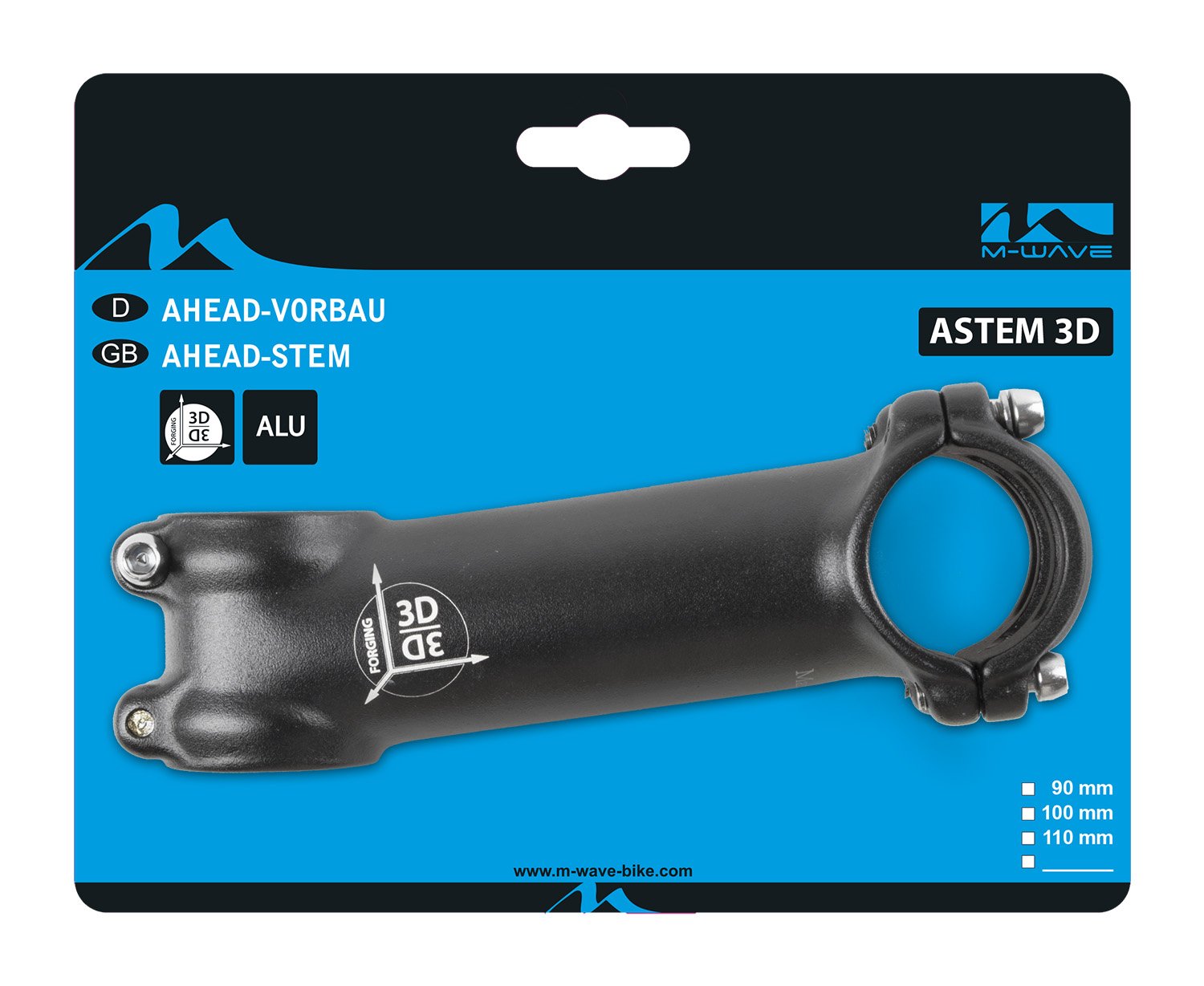 M-Wave 3D Forged Ahead 1.1/8 Aluminum 7 Deg 100 x 31.8mm Stem, Black