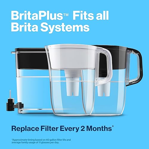 Miniatura 5 de Brita Filtro de agua Plus, filtro de repuesto de alta densidad para jarras y dispensadores, fabricado sin BPA, 2 unidades