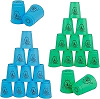 Yeesport Sport Stacking Cups - 24pc Blue & Green Speed Stacking Game Set for Kids Adults, Travel Party Challenges