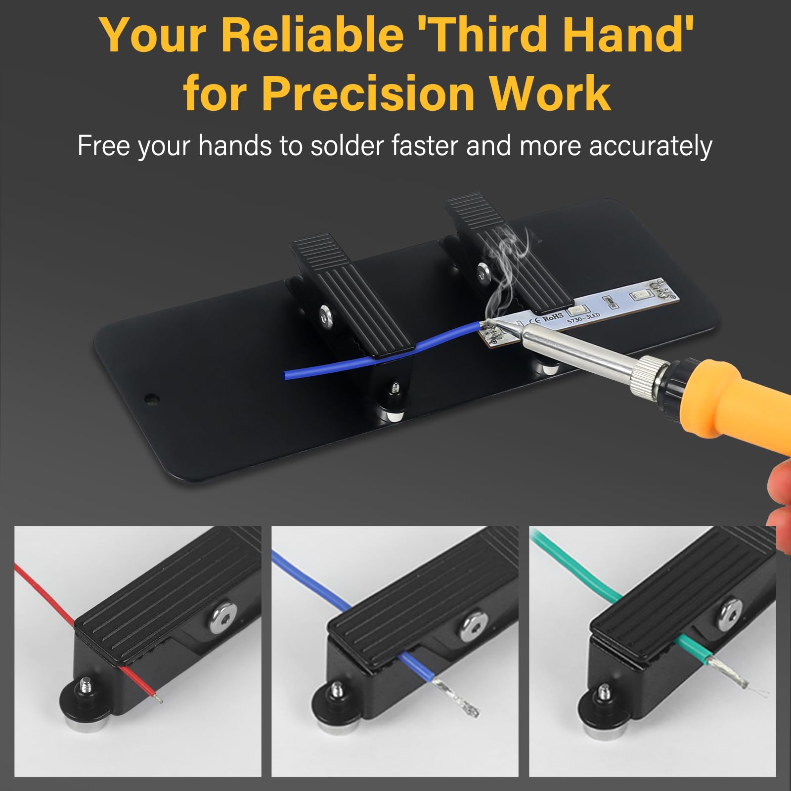 Magnetische Dritte Hand Löt-Halterung aus Metall, Verstellbare Helping Hands Klemme für Elektronik, PCB-Reparatur, DIY & Bastelarbeiten, Dual-Clip