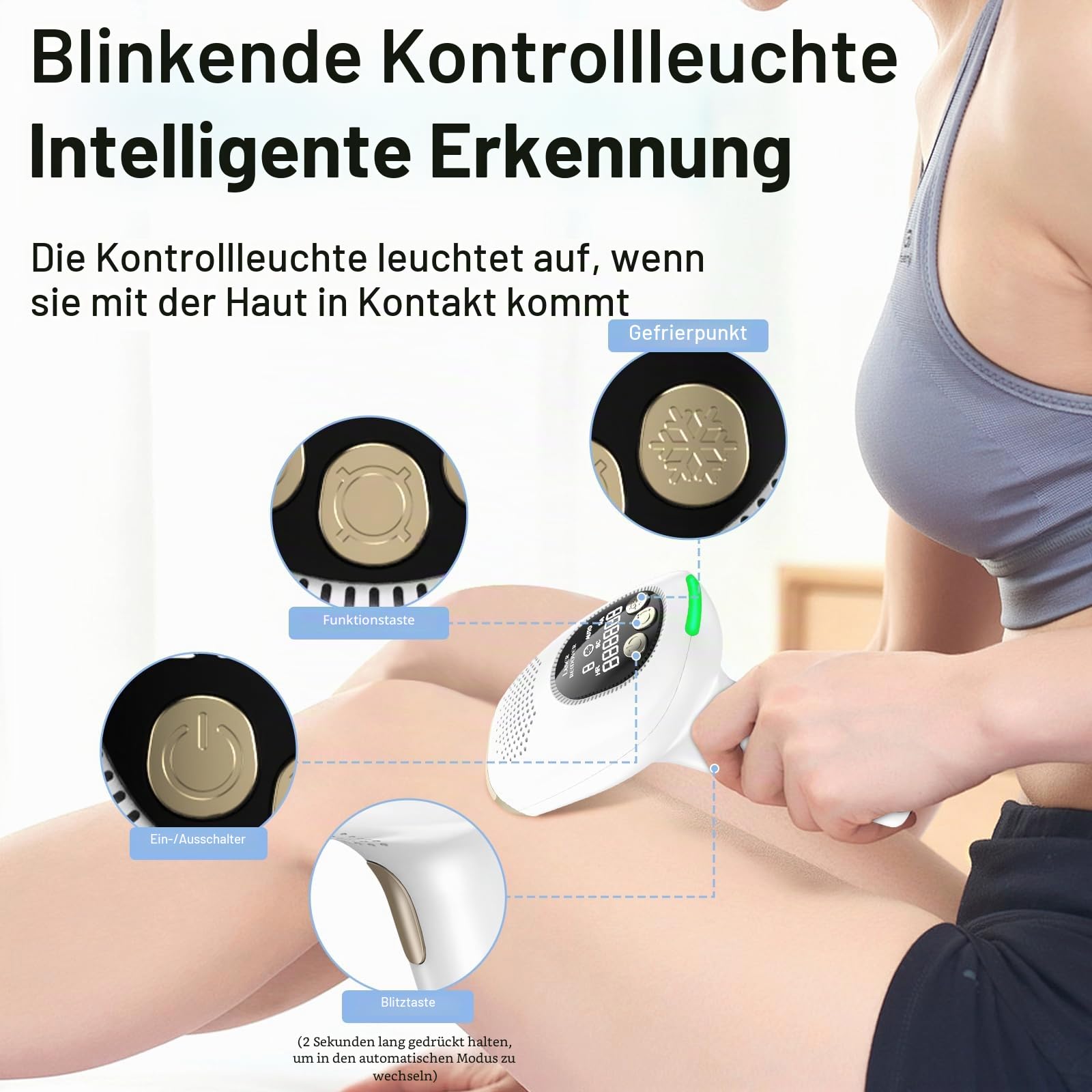 NIKYJM IPL Geräte Haarentfernung Laser mit Kühlfunktion, 600-1200nm Wellenlänge, 9 Energiestufen, IPL Laser Haarentfernung für Damen/Herren, Gesich, Bikini, Körper, Beine, Achseln