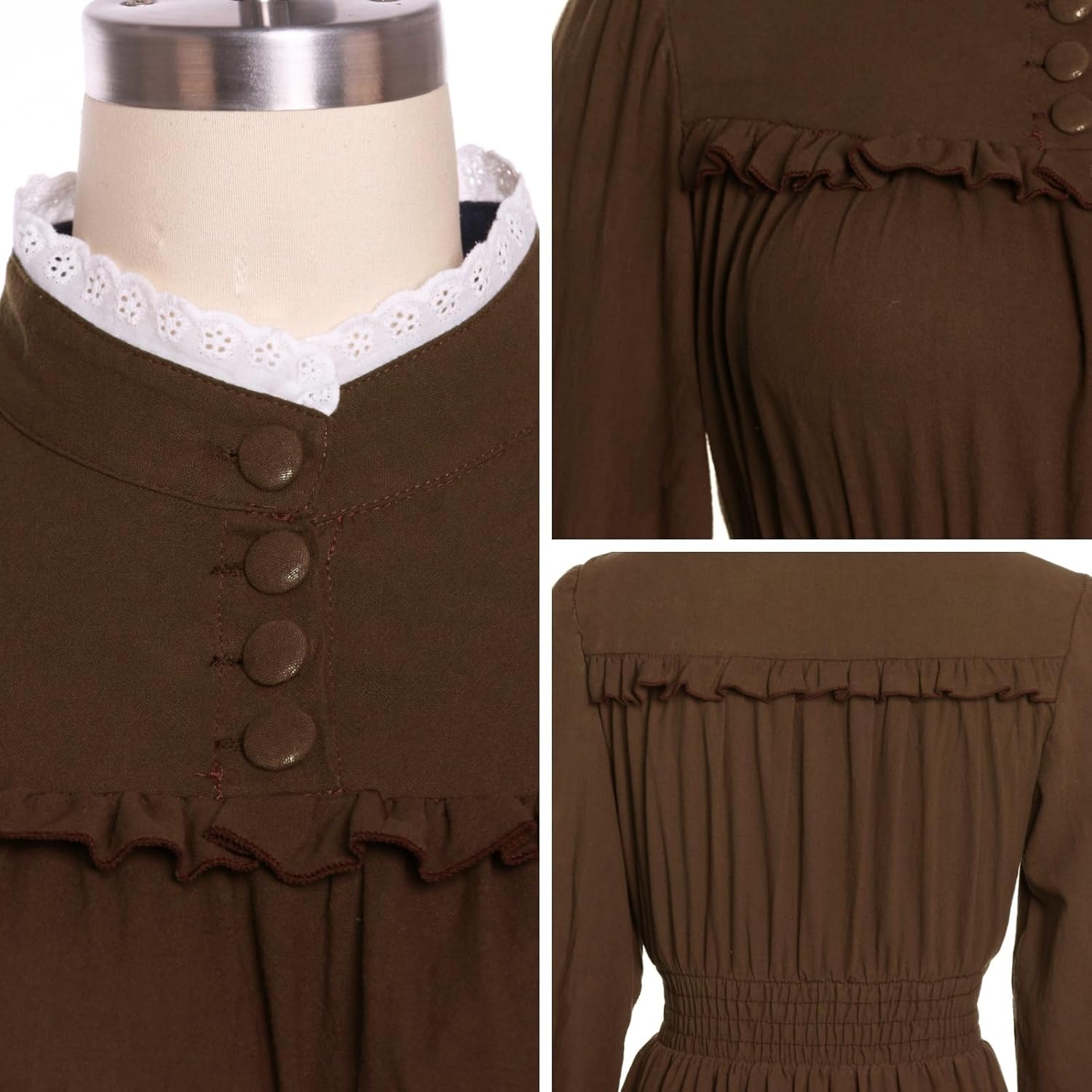 Victorian Dress for Women 1800s Long Sleeve Edwardian Dresses Medieval Renaissance Costume - Image 5