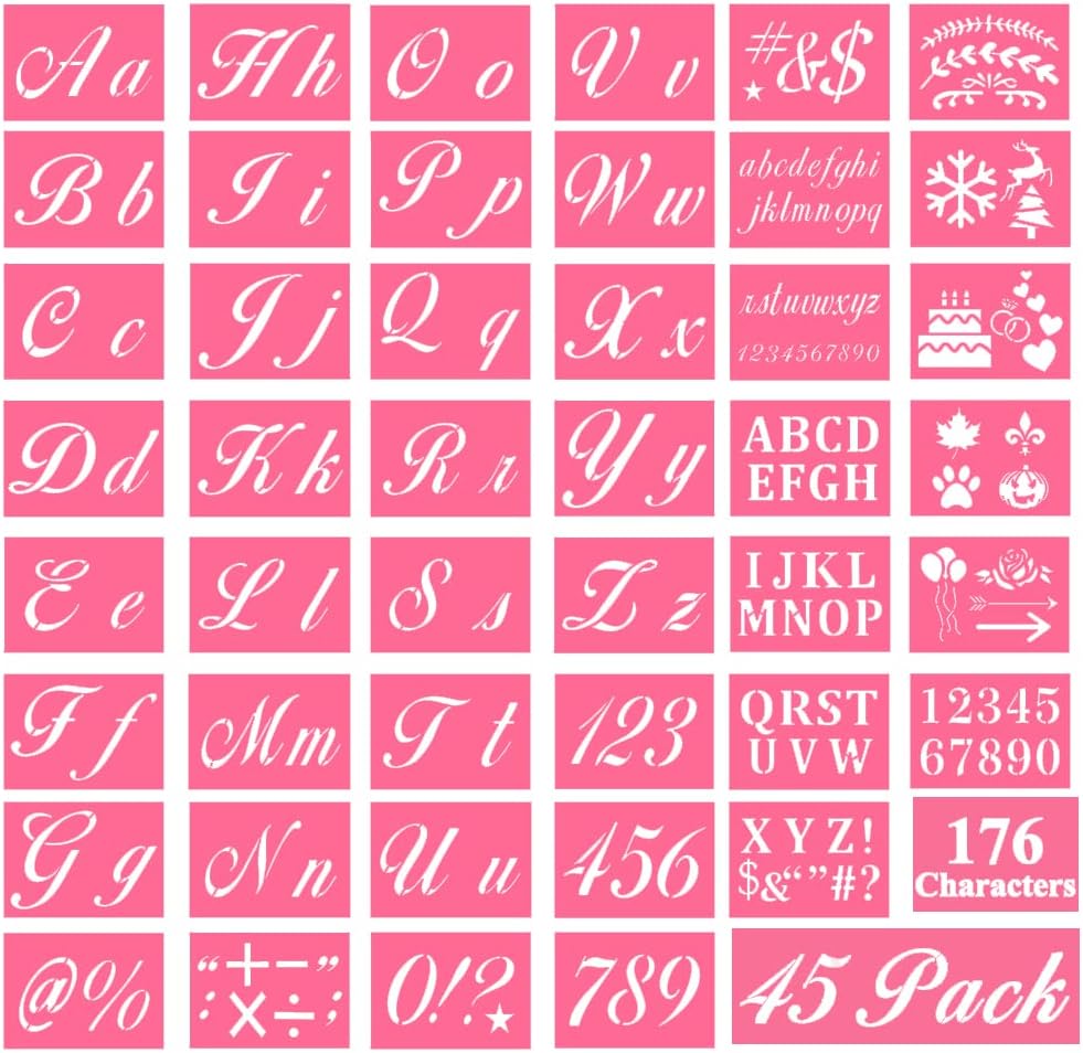 Gobanney 45 Pcs Letter Stencils for Painting on Wood