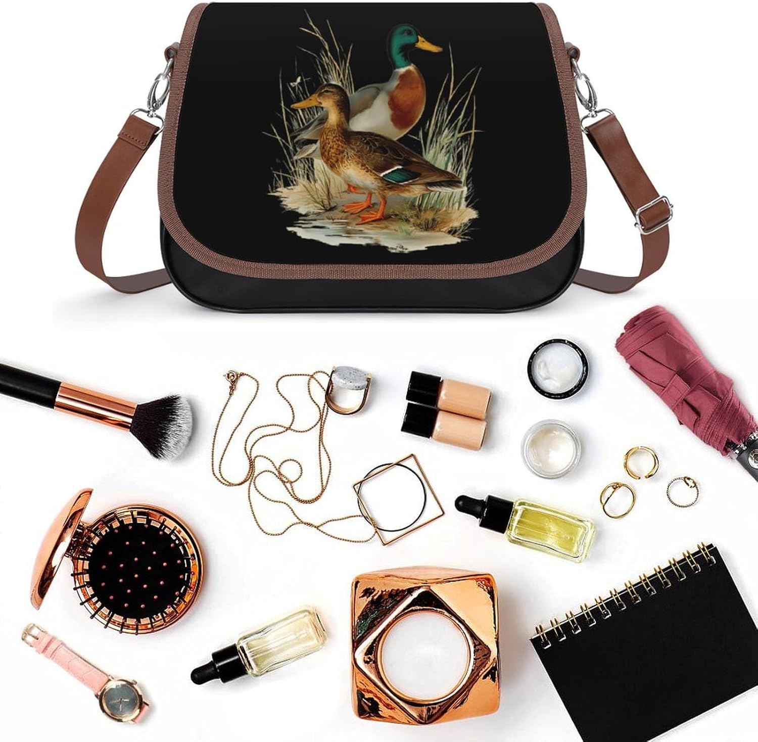 Mallard Wild Duck Women Crossbody Purse Leather Messenger Bag Handbags Shoulder Strap Bags