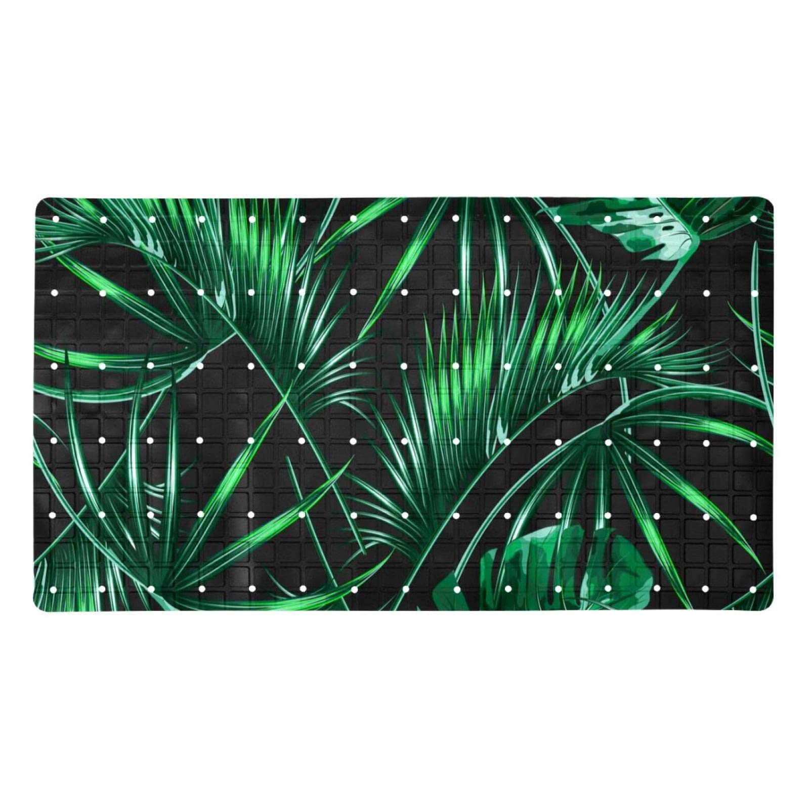 Tapis de bain antidérapant baignoire feuilles de jungle lavable machine