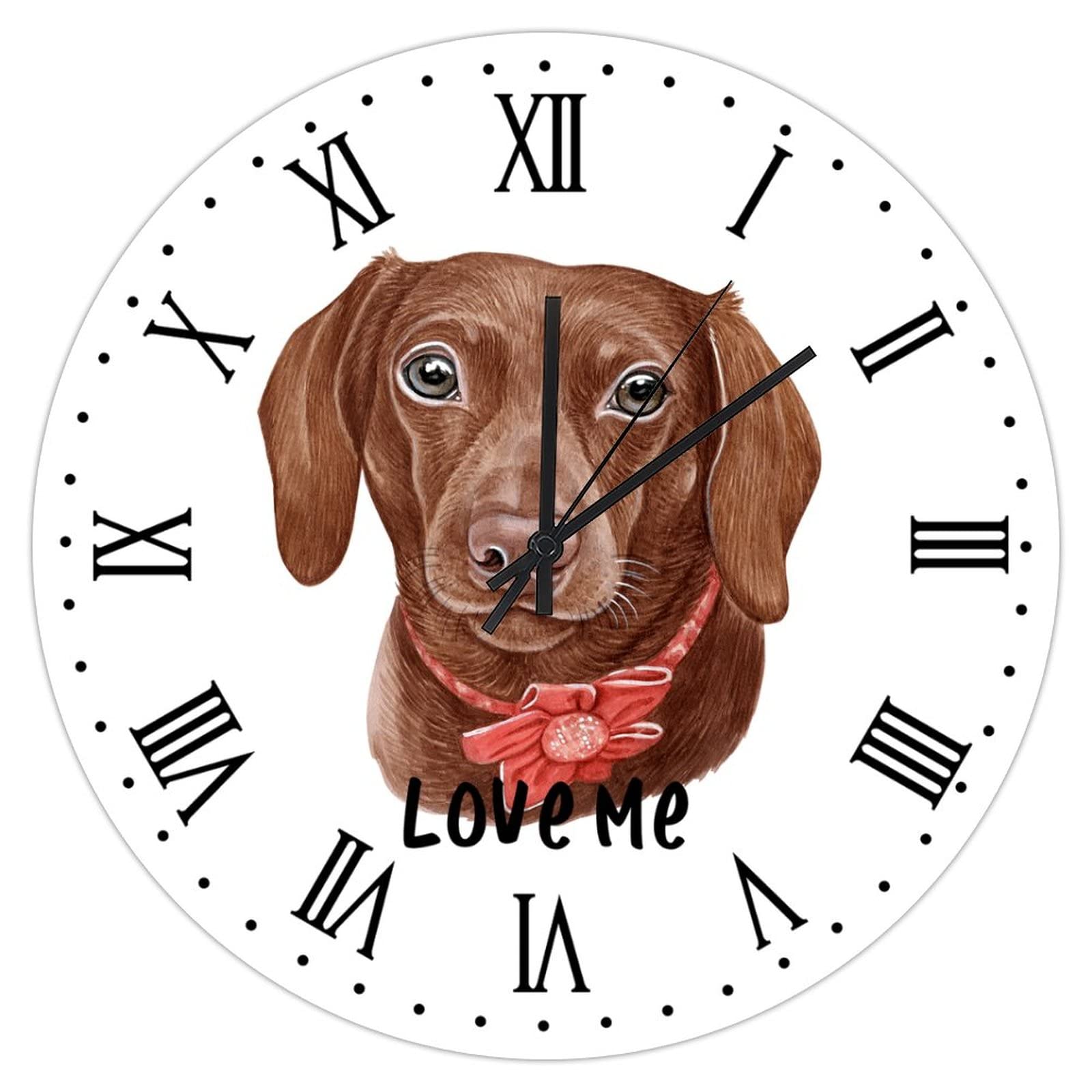 Horloge murale en bois teckel de 38cm pour décoration rétro rustique