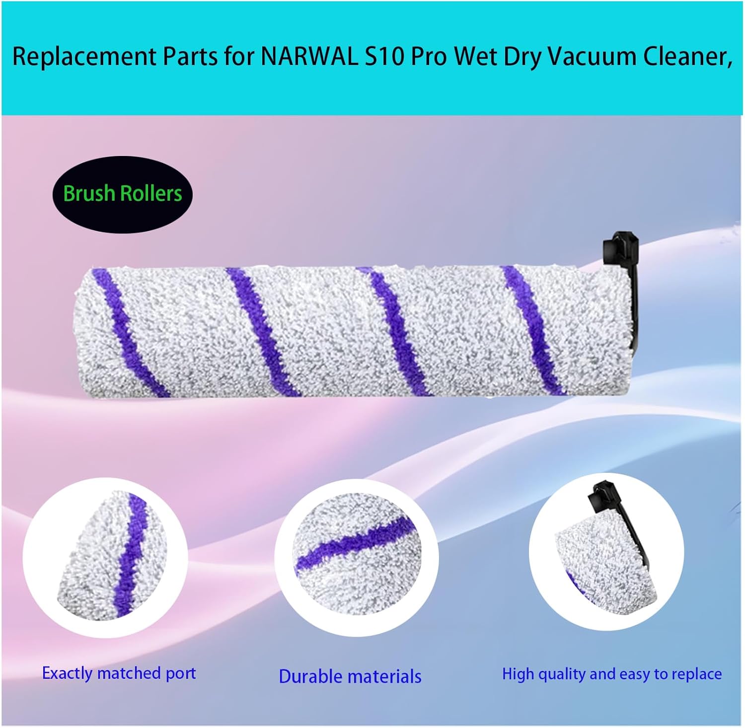 Replacement Accessories Kit for Narwal S10 Pro Wet Dry Robot Vacuum Cleaner, Parts 2 Main Brush 2 HEPA Filters Spare