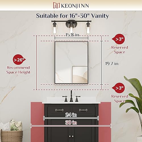 Miniatura 65 de Keonjinn Espejo de baño dorado de 48 x 36 pulgadas, espejo rectangular con marco de metal dorado cepillado, espejo de pared grande rectangular