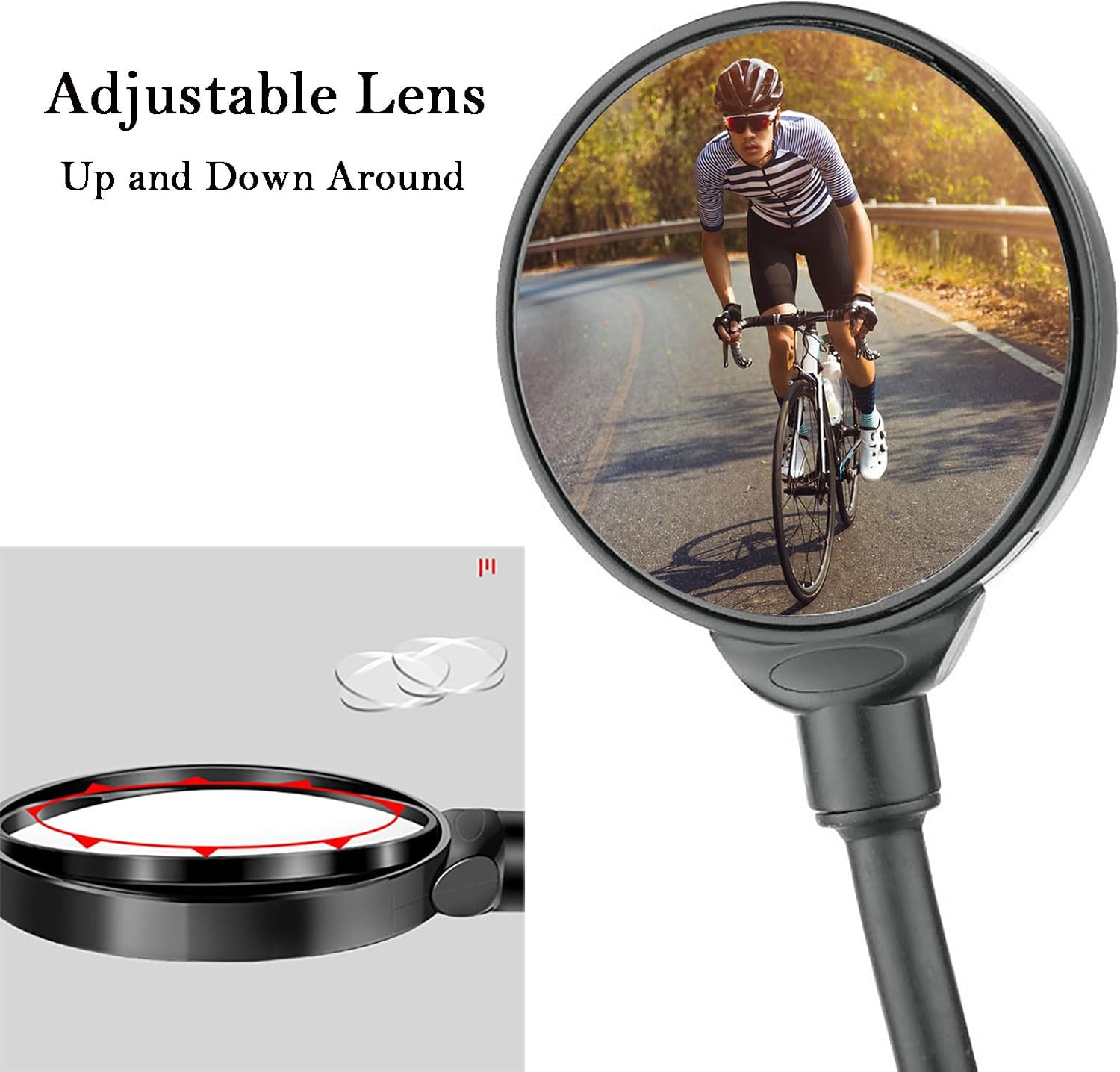 Bike Mirror, Bicycle Mirrors for Handlebars 360 Rotate Rearview Convex Lens, Safe Cycling Bike Rear View Mirror