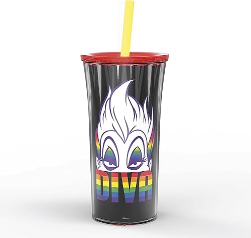Zak Designs Disney Halloween Rainbow Collection - Vaso de plástico con aislamiento de doble pared para bebidas frías, taza de viaje con tapa a Zak Designs Disney Halloween Rainbow Collection - Vaso de plástico con aislamiento de doble pared para bebidas frías, taza de viaje con tapa a