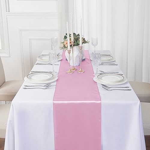 Miniatura 7 de Paquete de 12 caminos de mesa de seda satinada de 12 x 108 pulgadas para bodas, fiestas de cumpleaños, banquetes, decoración de graduaciones, ajuste