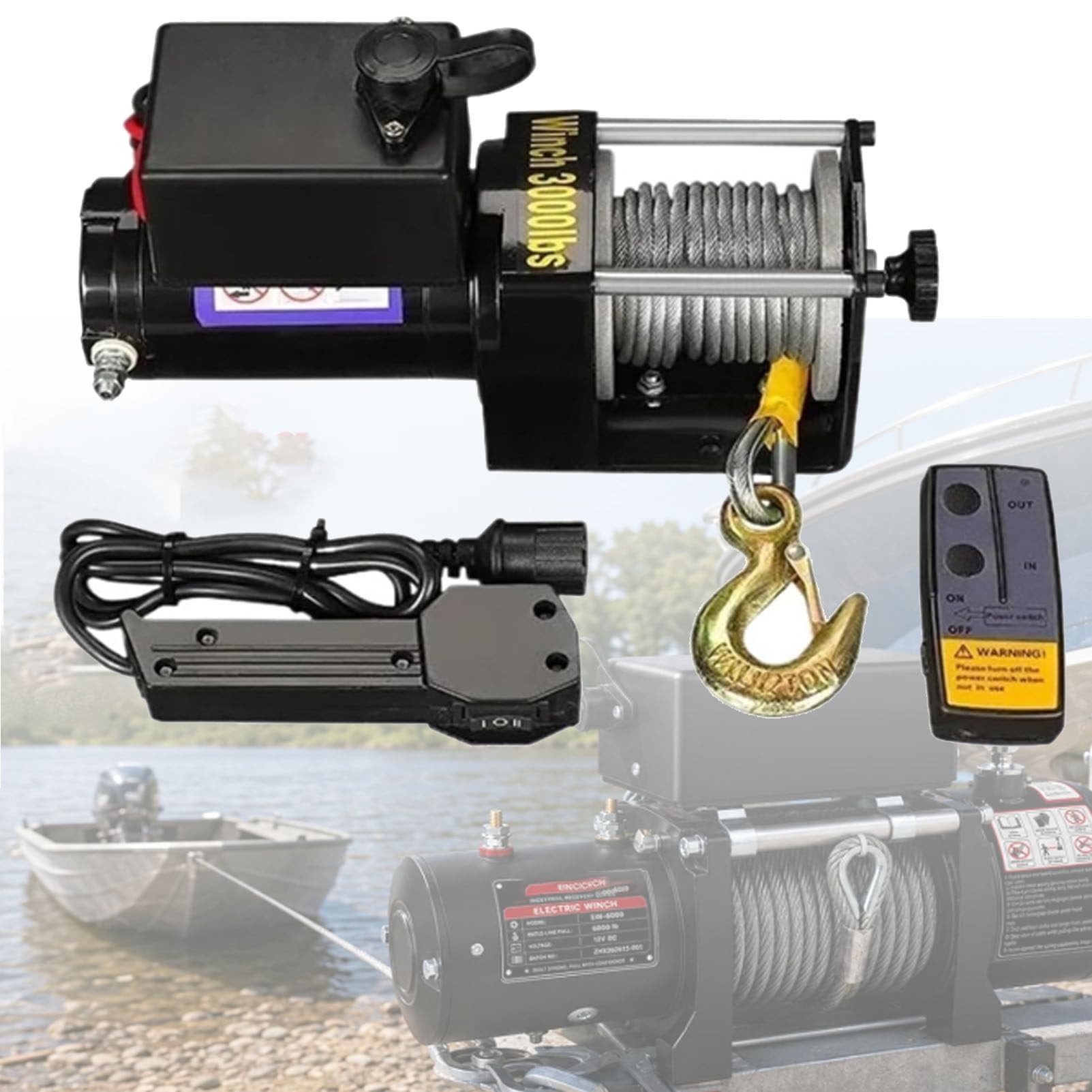 Wyciągarka elektryczna, 12V/24V DC, do samochodów ciężarowych 12V-3500lbs
