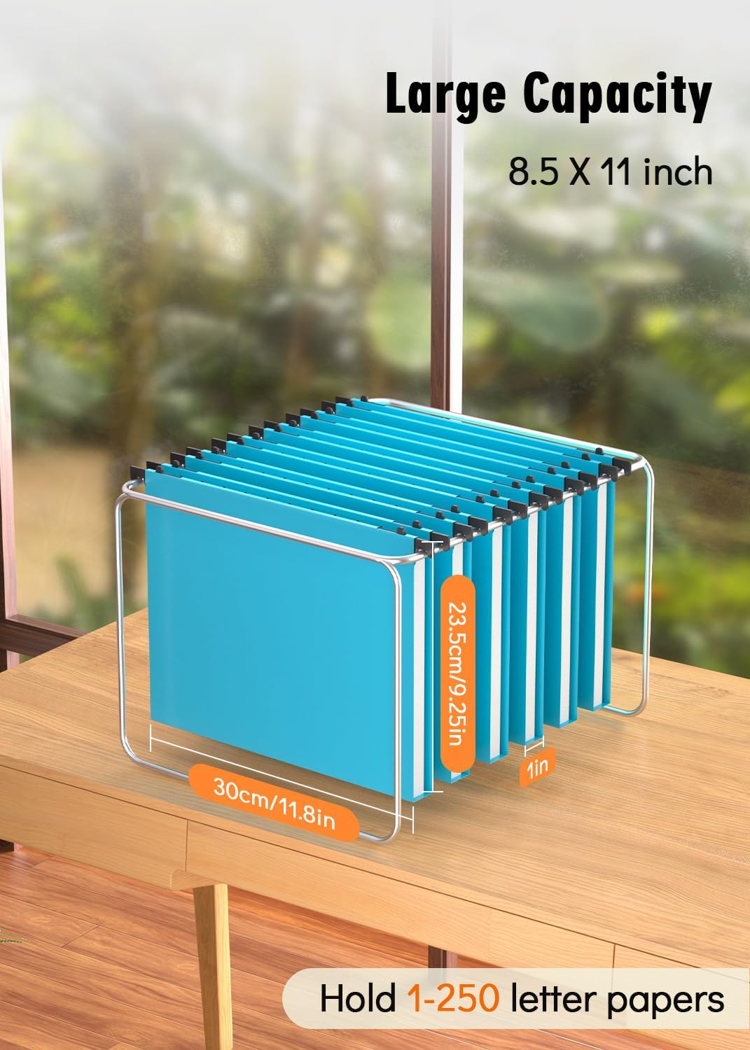 Extra Capacity Plastic Hanging File Folder, 12 Pack Reinforced Hang Folders Letter Size, Heavy Duty 1 Inch Expansion Filing Cabinet Folders, for Bulk Files, Medical Charts, Blue
