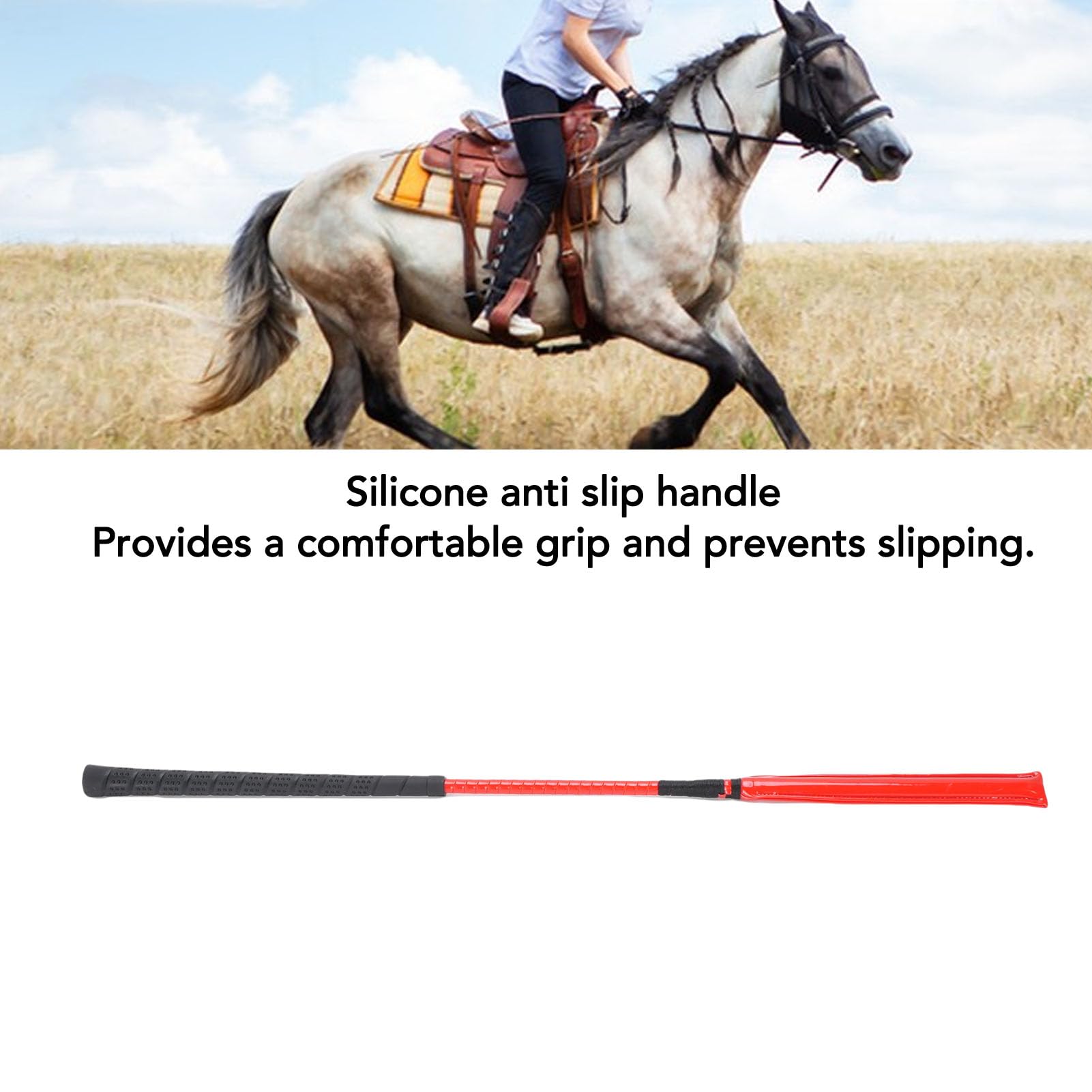 Tbest Frustino da Cavallo in Pelle Verniciata di Alta qualità, Frustino da Equitazione da 65 Cm con Manico Antiscivolo in Silicone, per Addestramento e Competizioni di