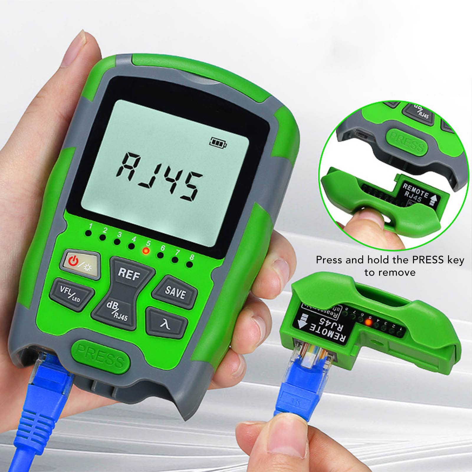 Misuratore di Potenza in Fibra Ottica ‑70 a +10 Dbm Strumento per Tester per Cavi in ​​Fibra Ottica Portatile Ricaricabile con Display Digitale (20 MW)
