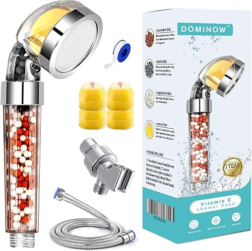 Cabezal de ducha con vitamina C de mano, suavizante de agua dura, cabezal de ducha de alta presión con filtro, cabezal de ducha de mano con manguera
